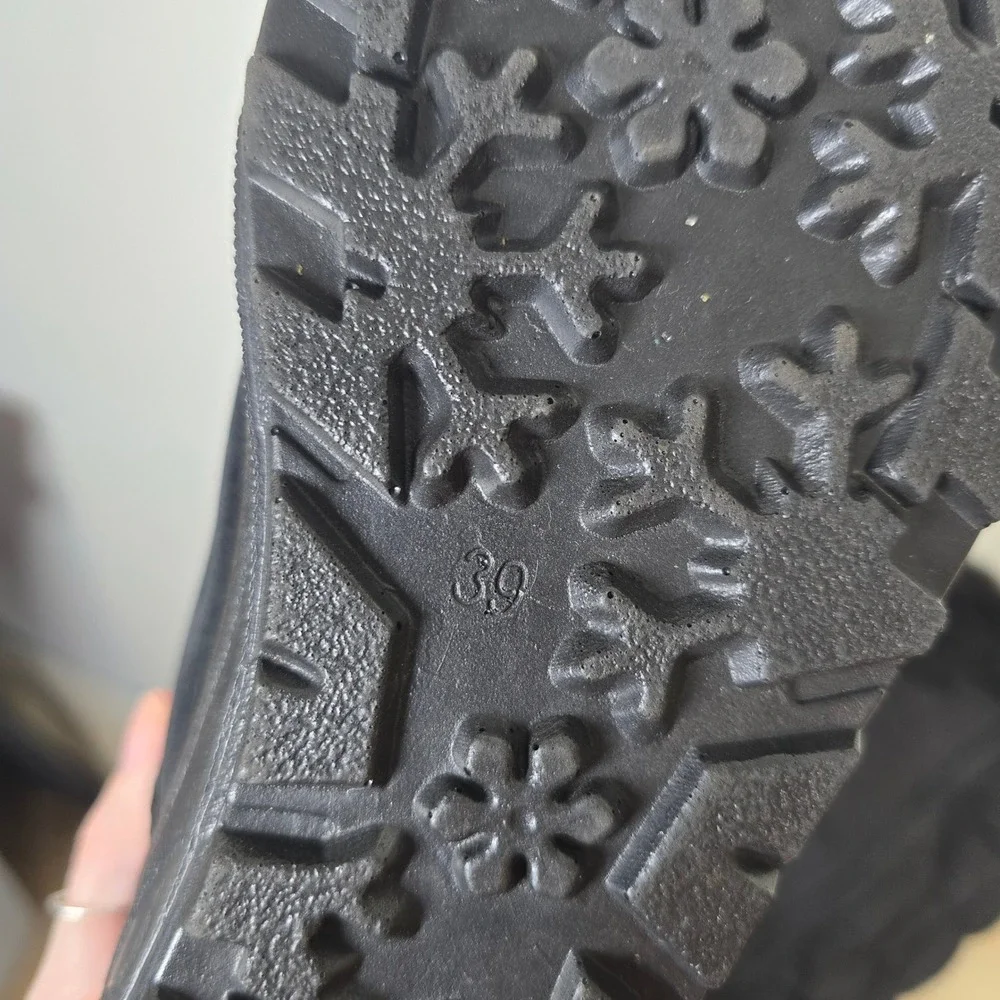 Spring Step Fotios Black Quilted Faux Fur Winter Snow Boots EU 39 8.5 Mid-Calf